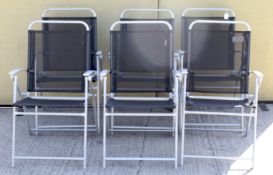 A set of six contemporary folding garden armchairs.