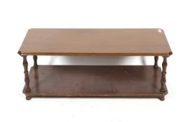 A contemporary oak coffee table.
