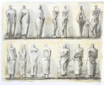 A contemporary 'Henry Moore' print. 'Studies of figures for sculpture'. Framed and glazed.