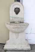 A weathered floor standing stoup water feature. Approx. H151cm, the base approx.