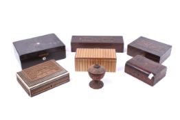 An assortment of 19th century and later boxes.