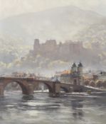 Rudo Schwarz (German, 1906-1983), oil on canvas, view of Heidelburg.