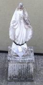An Italian white stone model of the Madonna stood in a welcoming pose, approx.