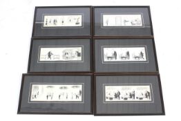 A set of six vintage Graham cartoons. Framed and glazed. Max.