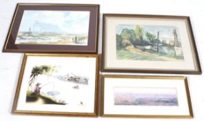 Four 20th century pieces of artwork.