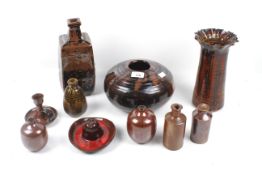 Nine pieces of Mid-century and later studio pottery.