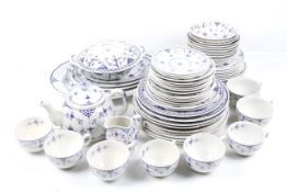 A vintage blue and white 'Denmark' dinner and tea service.