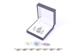 A small collection of Norwegian and Scottish enamelled jewellery.