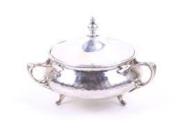 Charles Edwards, a planished-silver round bowl and cover.