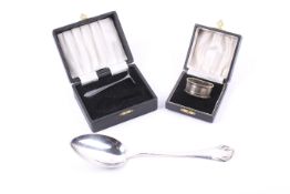 A Danish silver serving spoon and other items.