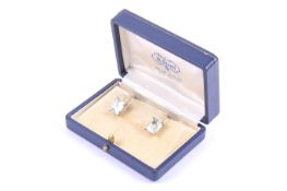 A pair of vintage Continental aquamarine single stone stud earrings.