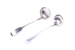 Two 19th century Scottish ladles including a provincial oar pattern ladle.