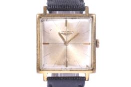 Longines, a gentleman's gold-plated and stainless steel square wrist watch, circa 1966-67.
