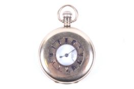 A 9ct half hunter gold pocket watch with Rolex movement.