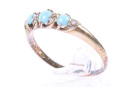 A Continental gold, turquoise and diamond ring.