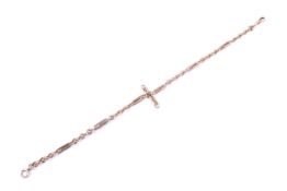 An early 20th century gold fancy link 'Albert' or watch chain.