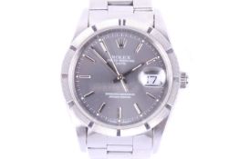 Rolex, Oyster Perpetual Date, a gentleman's stainless steel bracelet watch, circa 1995. Ref.