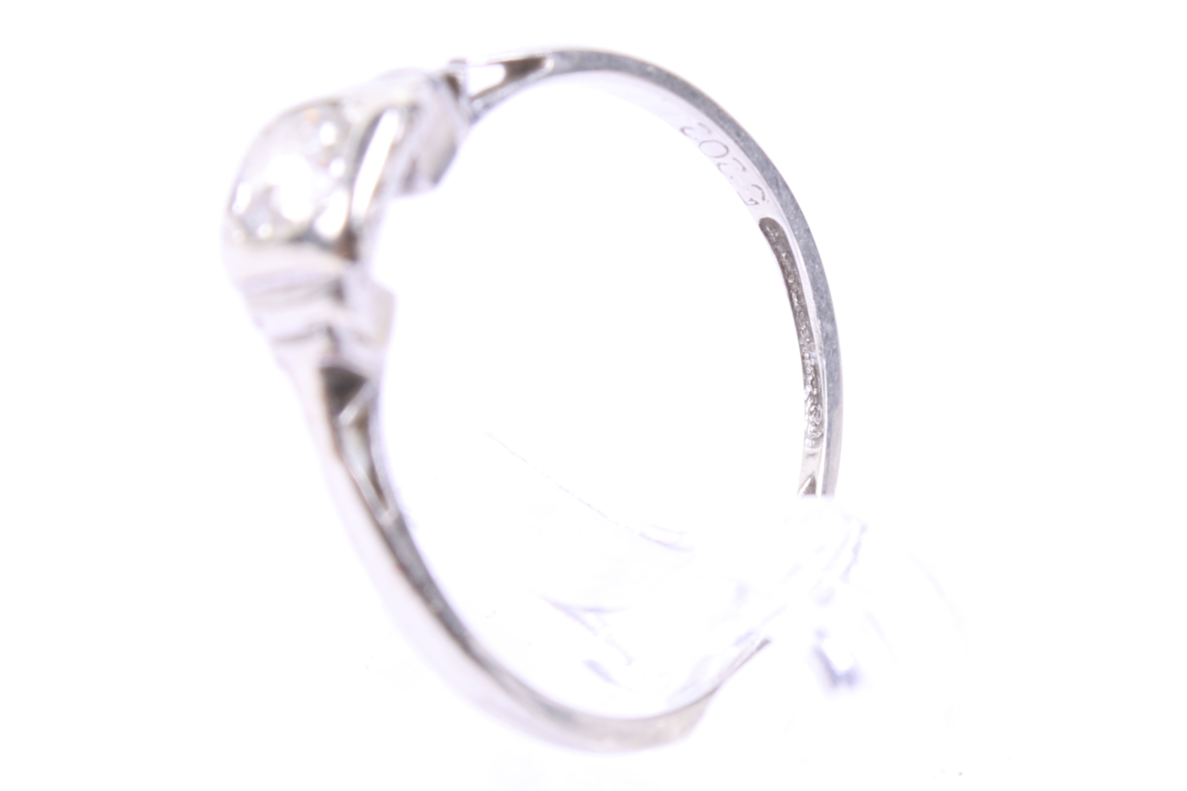 A mid-20th century gold and diamond solitaire eing. The old-cut diamond approx. 0. - Image 4 of 4