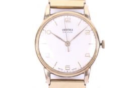 Vertex, Revue, a gentleman's 9ct gold round bracelet watch, circa 1960.