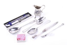 A small collection of silver and plated items.