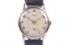 Timor, a gentleman's 9ct gold round wrist watch, circa 1951.