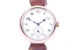 Swiss, un-named, a gentleman's 9ct gold cased round wrist watch, circa 1926.