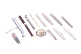 A collection of small silver mounted objects and other items.