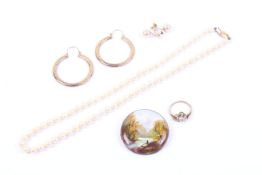 A collection of jewellery to include a cultured-pearl single row necklace.