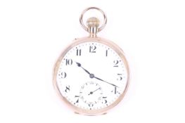 Peerless, a 9ct gold cased open face pocket watch, circa 1914.
