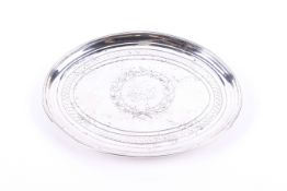 A George III silver mounted oval teapot stand.