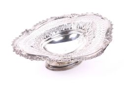 A late Victorian silver drop-shaped pedestal sweet dish.
