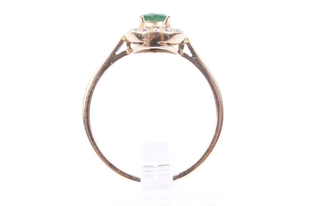 A vintage gold, emerald and diamond pear-shaped cluster ring. - Image 3 of 4