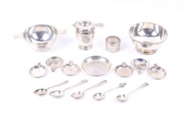 A collection of silver and foreign white metal including a 'Thailand 925 Sterling' quaich shaped