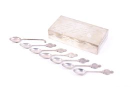 Indian Colonial Golf interest, a set of six coffee spoons and a cigarette box.