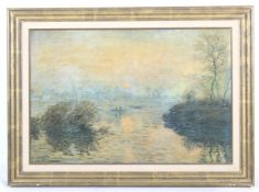 A 20th century print on canvas 'Moonlight'. 51.