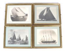 Four vintage photographs of sailing boats.