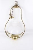 A Christopher Wray brass hanging oil lamp style ceiling light. H72cm without chain.