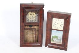 An American wall clock and an additional case and movement.