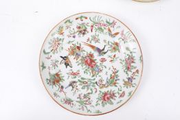 Three 19th century Chinese famille rose plates.