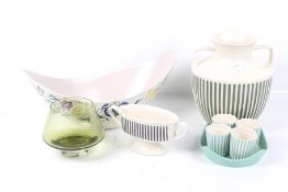 A selection of Hornsea Pottery, a Poole dish and a Caithness glass vase.