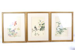 Three Chinese paintings on silk.