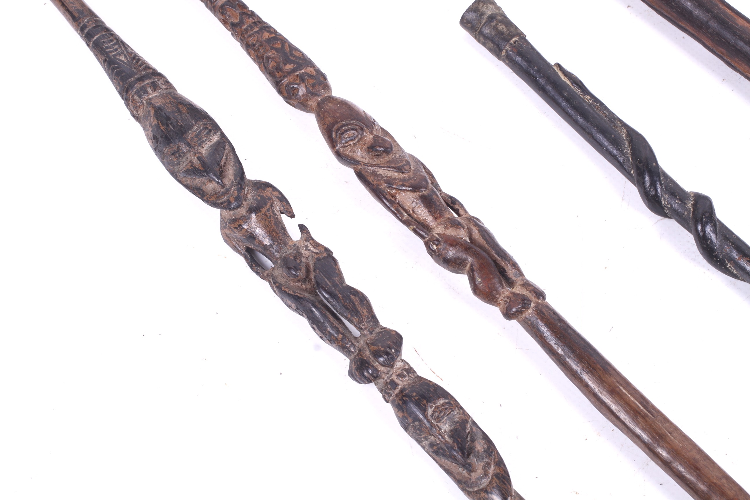 Papua New Guinea. A large carved ladle, two 'scepters' and a handle. - Image 2 of 14