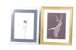 Two Frances Cordell gouache paintings depicting dancers. Both signed lower right, 27.5cm x 19.