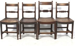 A set of three 19th century oak chairs and a similar example.