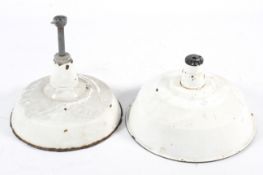 Two circa 1960s white enamel industrial lamp shades.