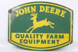 A John Deere enamel advertising sign.