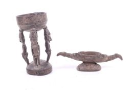 Papua New Guinea. A Lower Sepik River betel nut mortar and a 'canoe' bowl.