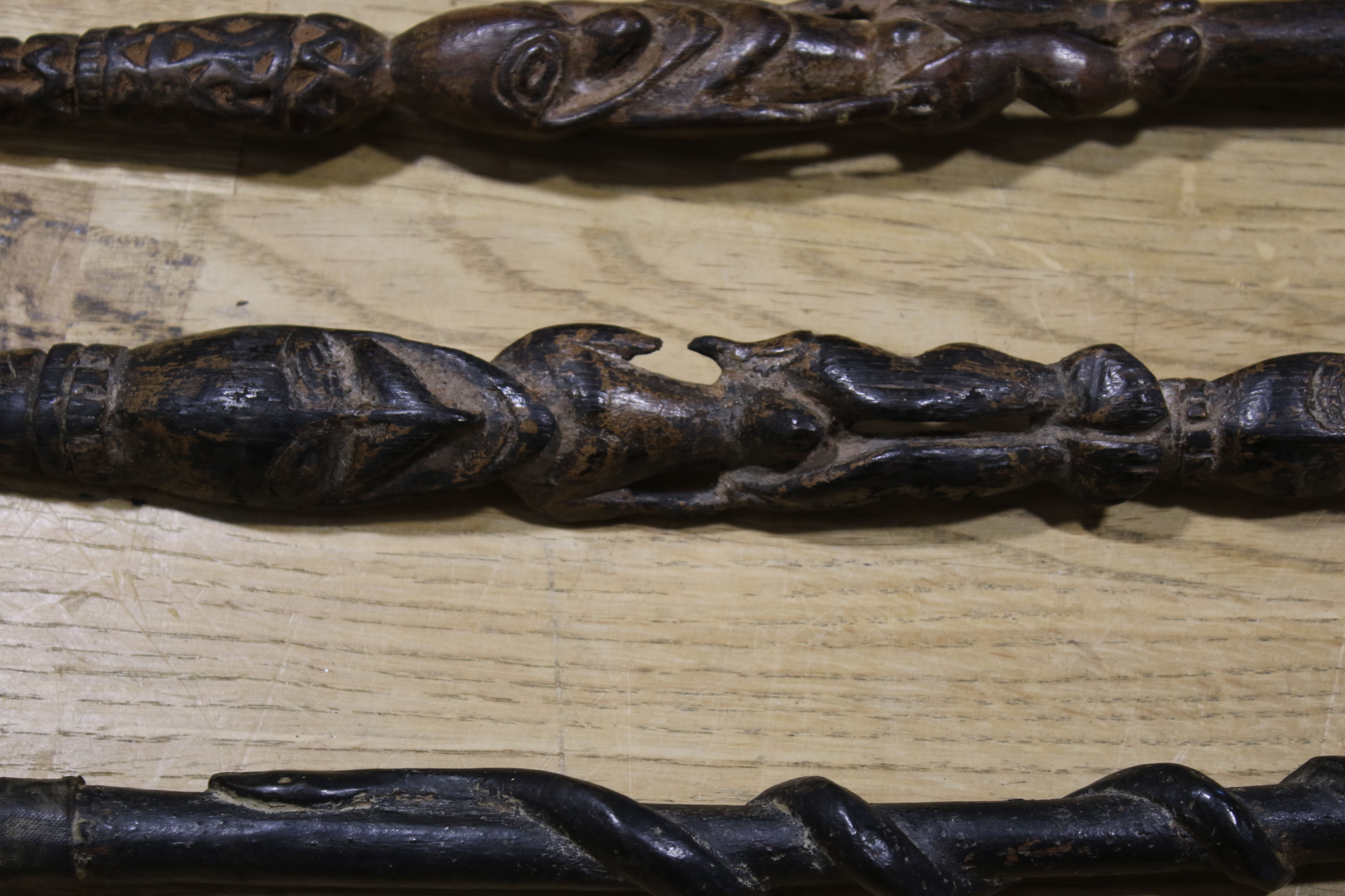 Papua New Guinea. A large carved ladle, two 'scepters' and a handle. - Image 7 of 14