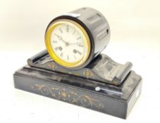 A Victorian slate drum mantel clock. A Hymarg, Paris movement no.