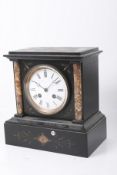 A Victorian slate and marble mantel clock. Mechanism stamped 'OR' no.